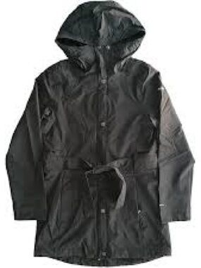 NWT Columbia Black Hooded Raincoat with Belt XS